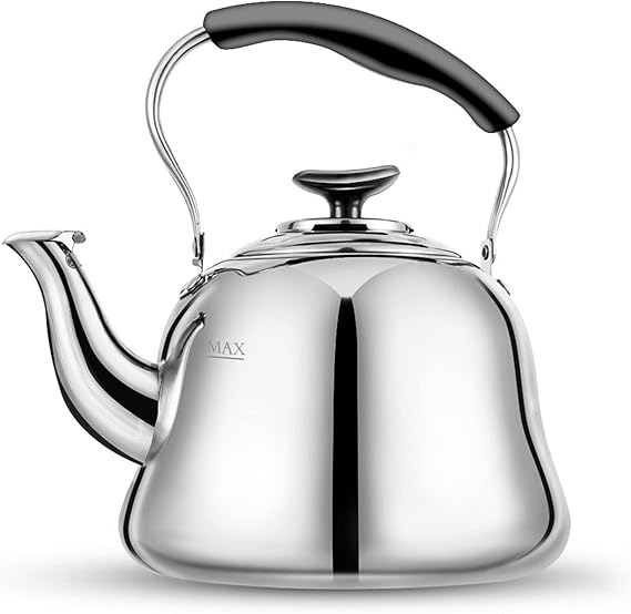 AMFOCUS Whistling Tea Kettle 2Qt, Food-Grade Stainless Steel Teapot