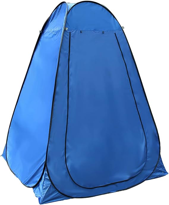 Portable Pop Up Privacy Shower Tent - Spacious Changing Room - Portable Outdoor Camping Bathroom Toilet Changing Dressing Room Sun Sunshade Canopy Outdoor Rain Shelter Hiking, Beach, Toilet (Blue)