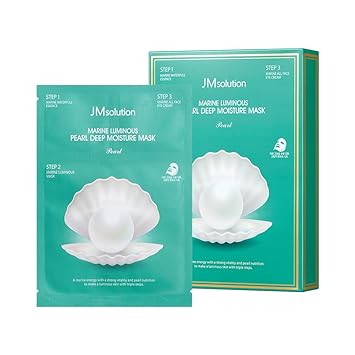 JMsolution Marine Luminous Pearl 3 Step Moisture Mask Plus 10 Sets | Essence + Sheet Mask + Cream | Hydrating & Radiance Korean Skincare Set | K-Beauty Face Mask