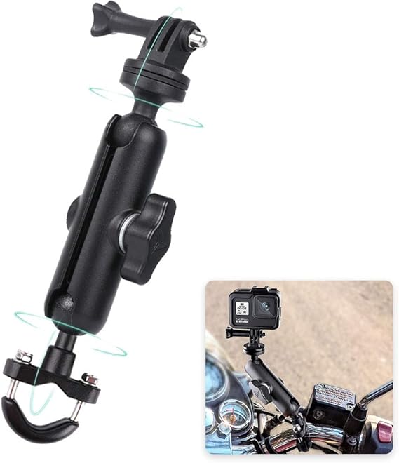 360Motorcycle Bike Camera Holder Handlebar Mount Bracket 1/4 Metal Stand for GoPro Hero10/9/8/7/6/5/4 Action Cameras Accessory(Cool Ballhead Arm Super Clamp Mount Multi)