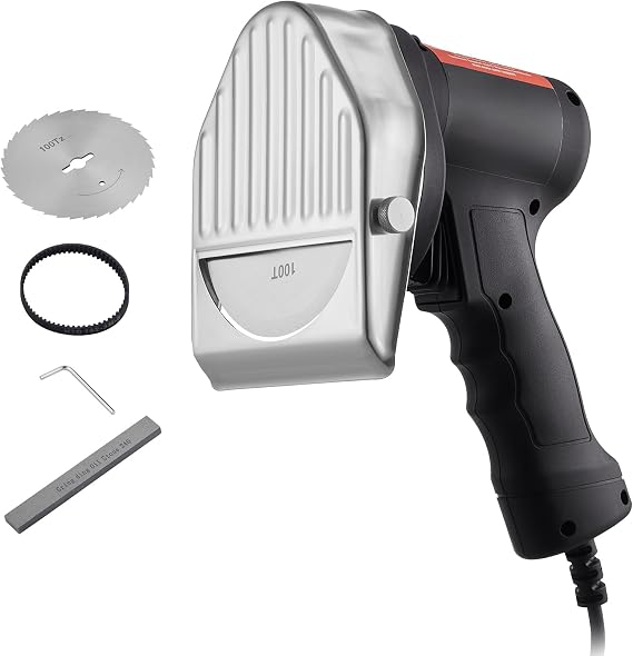 VEVOR Electric Shawarma Knife, 80W Professional Turkish Kebab Knife, Commercial Stainless Steel Gyro Cutter, Doner Kebab Meat Slicer with 2 Blades, 4/100mm Blade Diameter, 0-8mm Adjustable Thickness