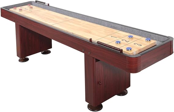 Shuffleboard Table 12 Ft Set Hardwood Block Surface Home Game - Dark Cherry