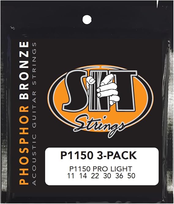 SIT Strings Phosphor Bronze Acoustic Guitar Strings (S.I.T.), 3-PACK of Light 12-54, P1254