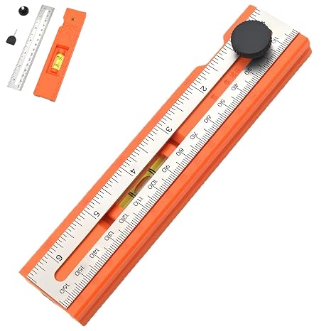 Adjustable Positioning Marking Protractor Tool, Multifunctional Depth Measuring Ruler with Angle Marking, Rotatable Knob Scribing Gauge, Angle Finder Woodworking Ruler