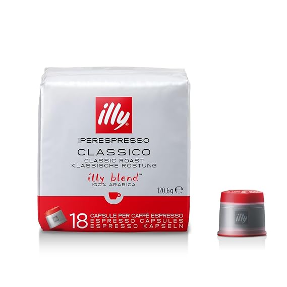 illy Coffee IperEspresso Capsules, Classico Medium Roast Coffee Pods, 100% Arabica, Premium Italian Blend, 18 Count, 1 Pack
