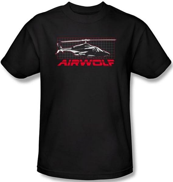 Airwolf Helicopter Military Action TV Series Grid Adult Mens T-Shirt Tee