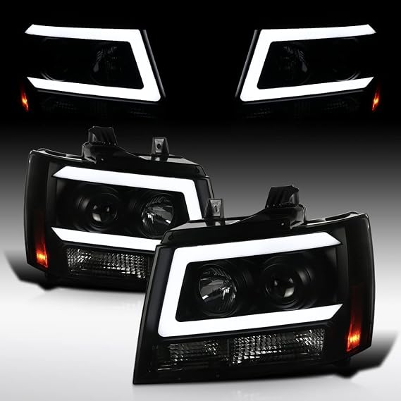 Autozensation Headlights For 2007-2014 Chevy Avalanche Tahoe Suburban Black