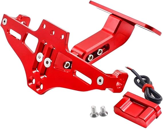 License Plate Frame for Yamaha TMAX560 TMAX 560 TECH MAX/ABS All Year Motor License Plate Holder Number Plate Frame Light Bracket Turn Signal(Rojo)
