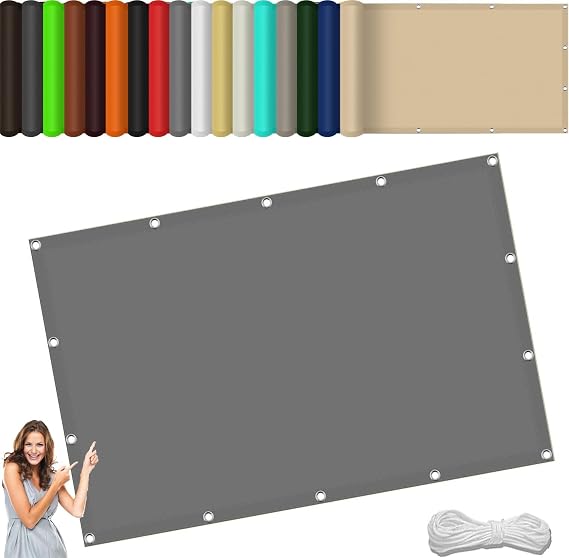 Sun Shade Sail Rectangle 80 x 280 cm Waterproof 98% UV Block Sun Protection Sunscreen Canopy Sail Shades with Grommets and Rope for Outdoors, Garden, Patio, Light Grey