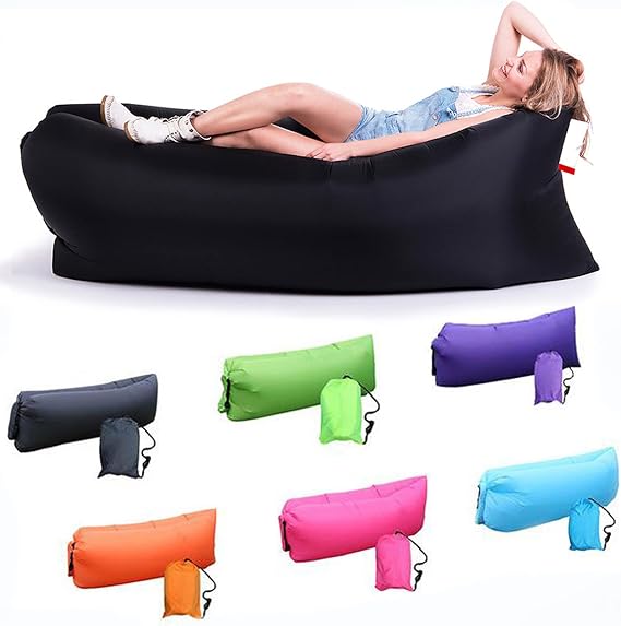 Inflatable Lounger Air Sofa: Outdoor Camping Chair Waterproof Anti Air Leaking - Portable Lazy Sofa Bring Storage Bag and Side Pockets