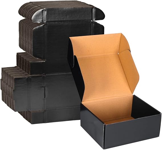 6x4x3 Black Cardboard Boxes 30 Pack, Small Shipping Boxes for Small Business Mailing Boxes, Corrugated Packaging Boxes