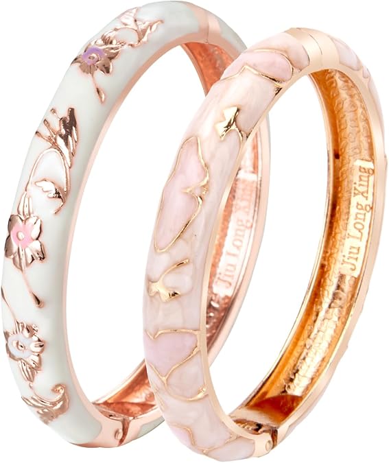 UJOY Cloisonne Bracelet Butterfly Hinge Indian Cuff Bangle Enameled Jewelry Flower Bracelets for Women Gift Box 55A114