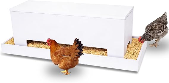 Large Chicken Feeder Trough 38", Heavy Duty Wooden Chicken Feeders with Crossbar, Holds 12 Chickens with Feed Storage Cabinet,Poultry Feeder Trough for Duck Geese Turkey Pigeon