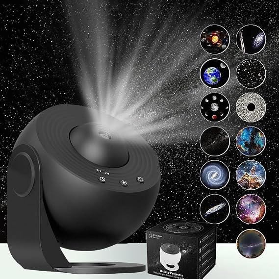 Galaxy Projector, 12 in 1 Planetarium Star Projector Realistic Starry Sky Night Light Solar System Zodiac Moon Kids Adults Bedroom Ceiling Home Theater Living Room Decoration Black