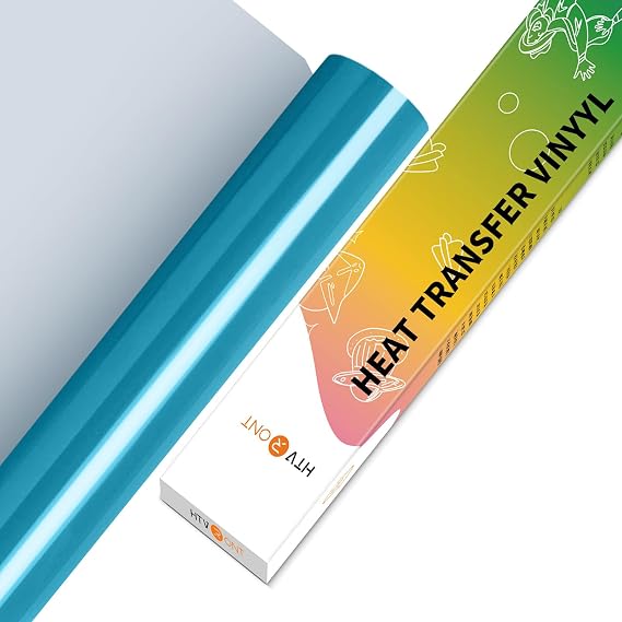 HTVRONT HTV Vinyl Rolls Heat Transfer Vinyl - 12" x 5ft Aqua Blue HTV | HTV Vinyl for Shirts, Iron on Vinyl for All Cutter Machine - Easy to Cut & Weed for Heat Vinyl Design (Aqua Blue)