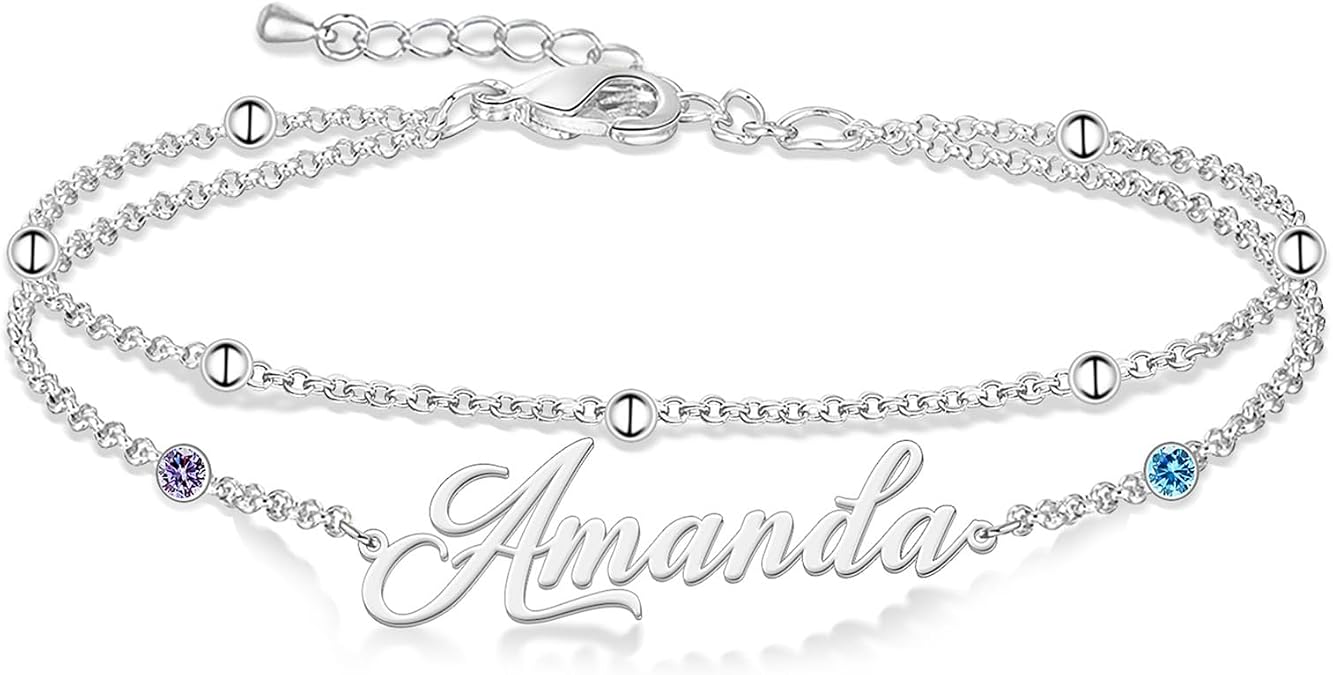 Custom Name Anklet Bracelet Custom Initial Letters Bracelet for Women