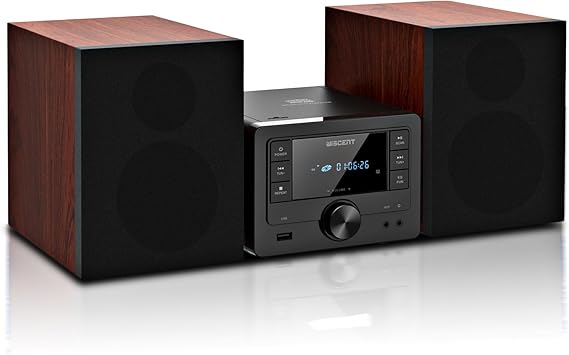 Mini Compo 40W Bluetooth CD Stereo System, Home Audio, CD/MP3/USB/FM/AUX Input, Bookshelf Speaker Classic