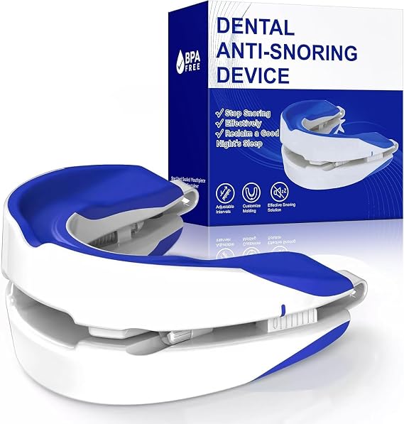 Adjustable Anti Snoring Device, Sleep Snore Stopper Mouthpiece, Stop Snoring Aid for Sleeping, Blue