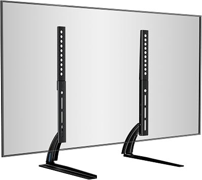 BONTEC Universal Table Desk Pedestal TV Stand for 22-65" LCD/LED TVs, VESA 50x50mm to 800x400mm, Max 50kg Weight Capacity, Adjustable Height, Space-Saving Design, Black