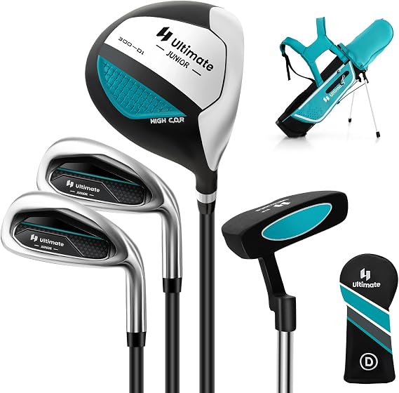 Goplus Complete Golf Club Set for Kids, Right Hand Golf Clubs with Stand Bag, Rain Hood, Golf Practice Set for Ages 5-7,8-10,11-13 Boys Girls