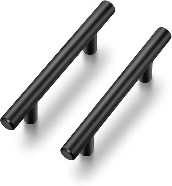 Ravinte Hardware 10 Pack Cabinet Handles with 3 Inch (76mm) Hole Center Matte Black Cabinet Pulls Stainless Steel Drawer Pulls, Kitchen Knobs for Dresser Drawer, 5 Inch Overall Length