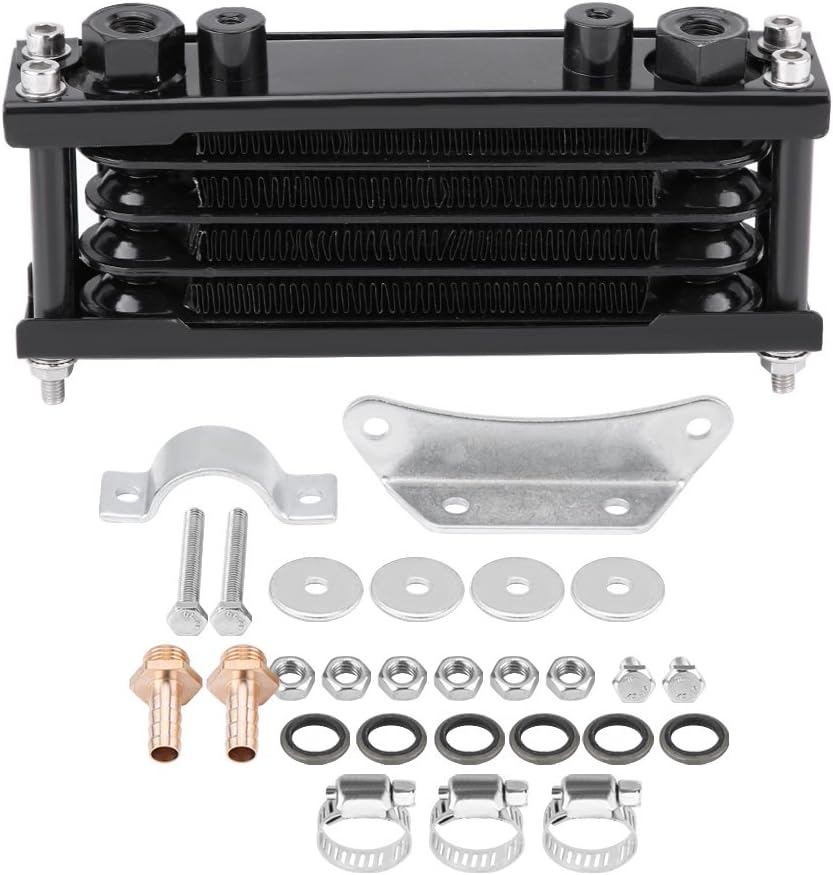 Universal Engine Oil Cooler Kit Motorcycle Oil Cooler Cooling Radiator for Motorbike Dirt Bike 50CC-200CC(Black) Oil Cooler Oil Cooler