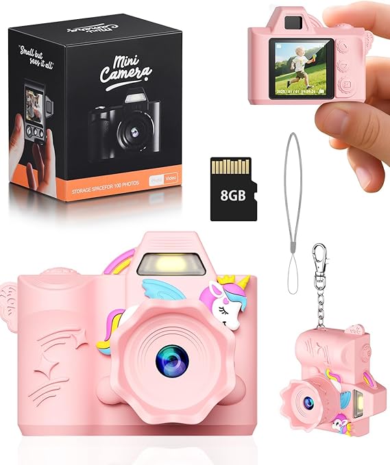 Kids Camera Toys, 1080P HD Toddler Digital Camera,Surround Soft Shell, Mini Camera for 3 4 5 6 7 8 9 Year Old Boys Girls, Christmas Birthday Festival Gift for Kids,with 32GB SD Card