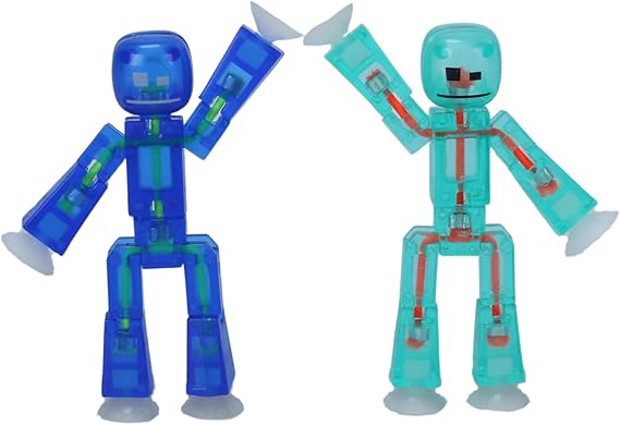 Zing StikBot Dual Pack - Includes 2 StikBots - Collectible Action Figures and Accessories, Stop Motion Animation, Ages 4 and Up (Clear Shallows & Azure)
