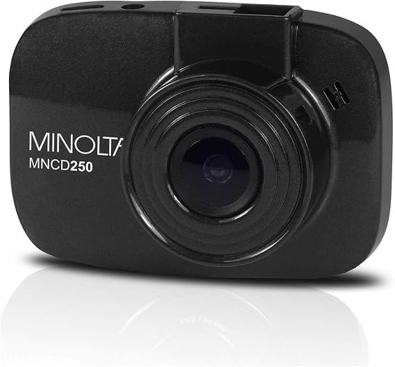 Minolta Car Dash Cam - Full HD 1080P Video, 120 Wide-Angle Lens, 12MP Photos, G-Sensor, Motion Detection, 2.2 LCD Screen, USB Connectivity, 16GB Memory Card Included (Black)