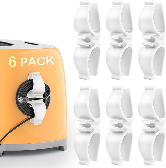 Daisyhome Cord Organizer for Kitchen Appliances-6PCS, Adhesive Cord Holder