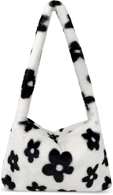 Fuzzy Tote Bag Y2K Fluffy Shoulder Bag Women Furry Purse Large Cute Plush Bag Ladies Faux Fur Bag for Autumn and Winter