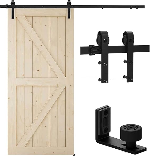 TSMST 122CM/4FT Sliding Door Track Barn Door Hardware Kit Closet Rail Roller Accessory Adjustable Floor Guide