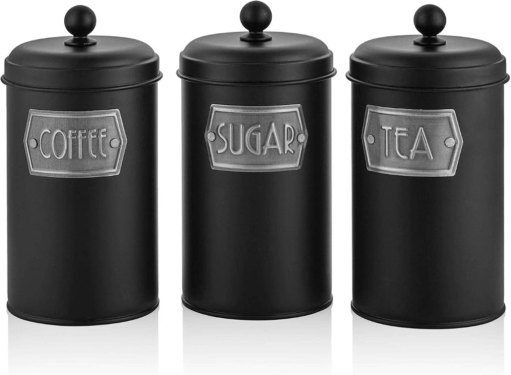 The Mia Tea Sugar Coffee Jar 1.60 Lt Black
