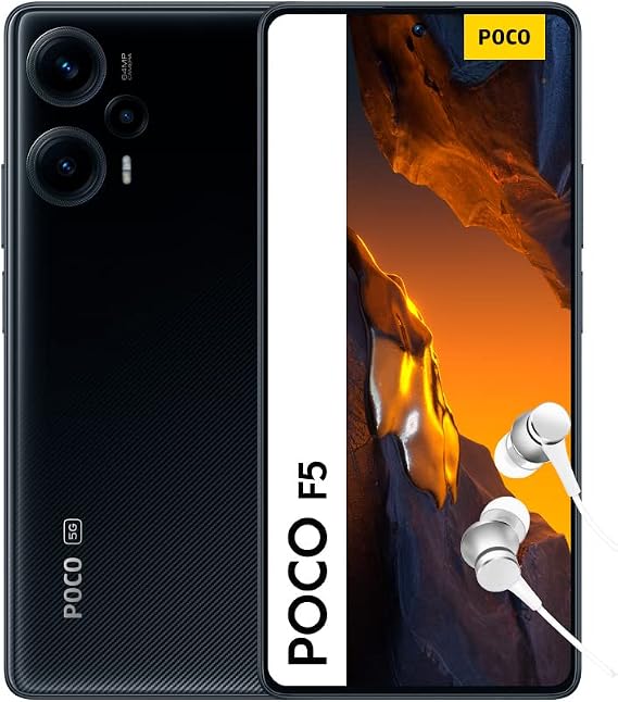 XIAOMI Poco F5 5G + 4G LTE 256GB + 8GB Global Version Unlocked 6.67" 120Hz 64Mp Triple Camera (Tmobile Mint Tello Metro USA Market) + (w/Fast Car 51W Charger Bundle) (Black Global)