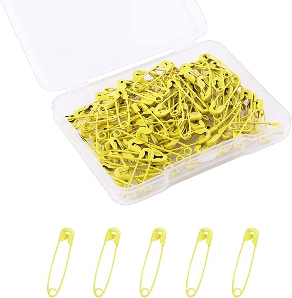 KINBOM 120 Pcs 19mm Safety Pins, Mini Safety Pins Metal for Art Craft Sewing Jewelry Making (Yellow)