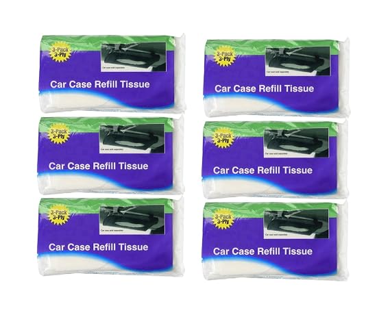 Car Case Visor Refill 3 Ply Tissue Wipes 18Refills (6 Bags)