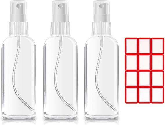 3pcs 50ml Spray Bottles, Clear Empty Fine Mist Plastic