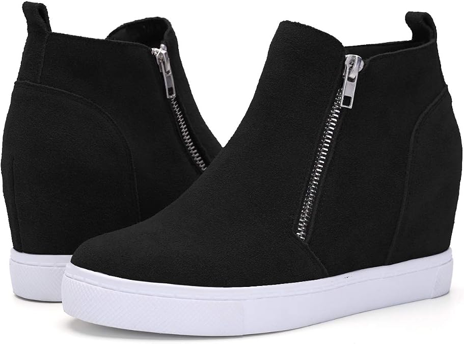 Athlefit Women's Wedge Sneakers Hidden Heel Platform Wedge Booties Hidden Wedgie Sneakers