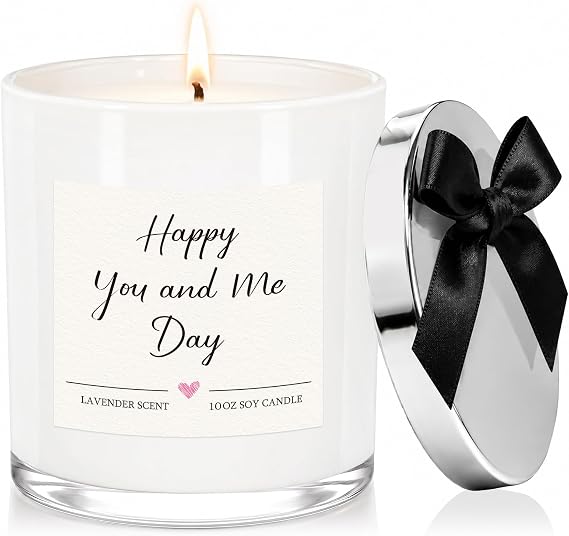 Anniversary Candle Gifts for Men Women, Romantic Gift for Wife Husband Girlfriend Boyfriend, Happy Wedding Anniversary 10oz Lavender Scented Soy Candle, Christmas Valentines Gifts for Him Her