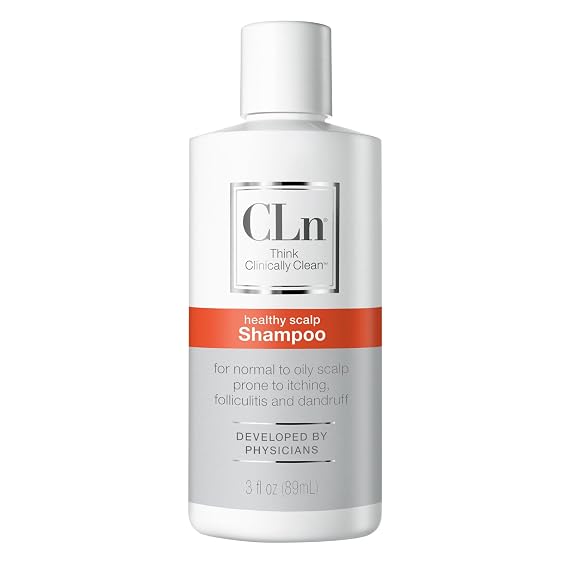 CLn Shampoo with Salicylic Acid 3 fl oz, Clarifying Anti Dandruff Shampoo for Oily Hair, Itchy or Flaky Scalp Prone to Dandruff, Folliculitis & Seborrheic Dermatitis, Hypoallergenic Formula