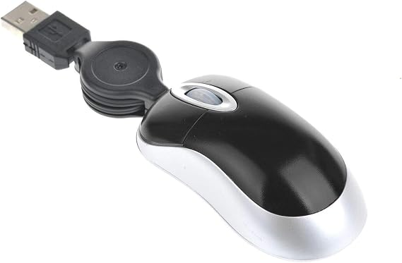 Mini Retractable USB Optical Scroll Wheel Black Mouse for PC Laptop Noteboo?k Us