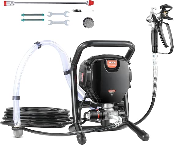 VEVOR 750W Stand Airless Paint Sprayer,3000PSI High Efficiency Electric | Fine and Even Painting Effect, Handheld Paint Sprayers, Metal Material, for Home Interior and Exterior, Furniture and Fences
