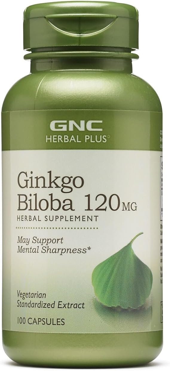 GNC Herbal Plus Ginkgo Biloba 120mg Supplement, Vegetarian, Supports Mental Sharpness, 100 Servings