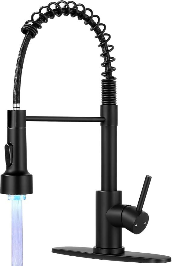 Kitchen Faucet with LED Pull Down Sprayer Matte Black
