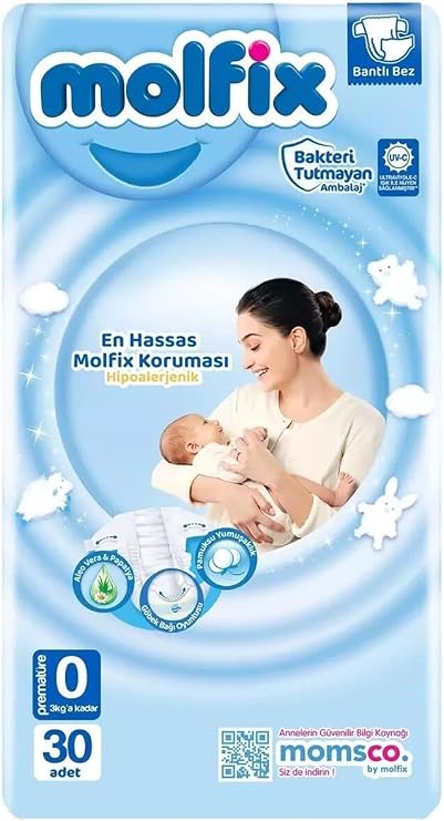 Molfix 0 Numara Prematüre Bebek Bezi, 30'lu Paket