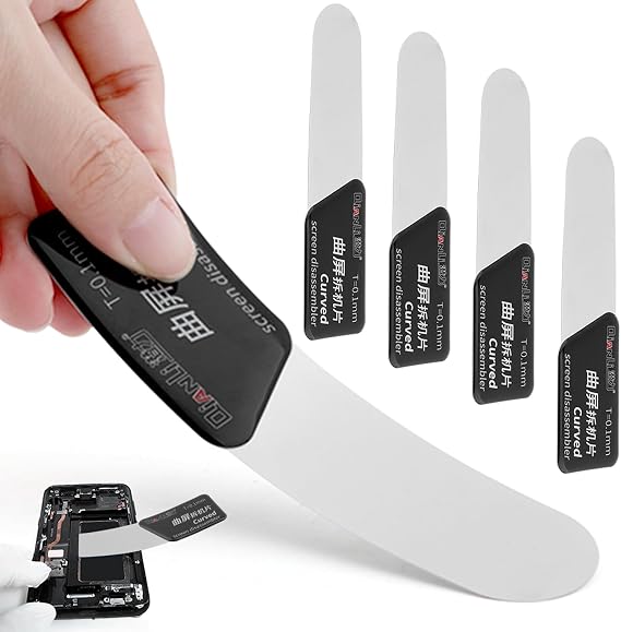 5Pcs Separate Screen Disassembler Pry Tools, Ultra-Thin 0,1mm Professional Mobile Phone LCD Curved Spudger Pry Blade Repair Opening Tool for Kinds of Screens Tablets PC