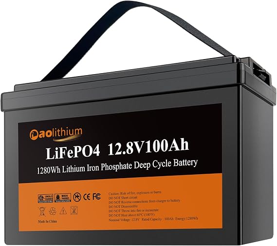 AOLITHIUM 12V 100Ah LiFePO4 Lithium Battery, 1280Wh Energy Built-in 100A BMS, 15000+ Deep Cycles Battery & 20-Year Lifetime for RV, Marine, Solar Power, Camping, Trolling Motor, Off-Grid