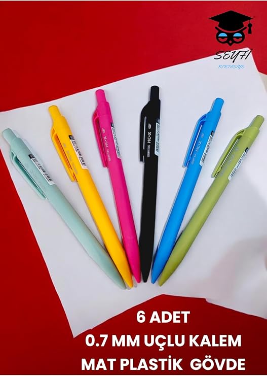 0.7 mm Versatil Uçlu Kurşun Kalem Seti, 6 Adet, Mat Plastik Gövde, Renkli