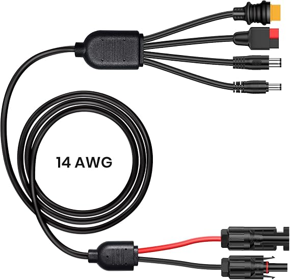 FlexSolar 14AWG Solar Adapter Cable for Solar Panel to Power Station