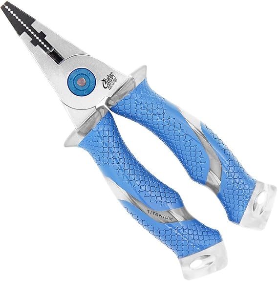 CUDA 7.5" Titanium Bonded Pliers Durable Fishing Braid, Mono & Fluorocarbon Cutter Saltwater & Freshwater Use Heavy Duty Nylon Sheath & Lanyard Included